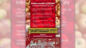 Aγιά: Πανελλαδική σύσκεψη για τα προβλήματα των μηλοπαραγωγών στις 7 Νοέμβρη